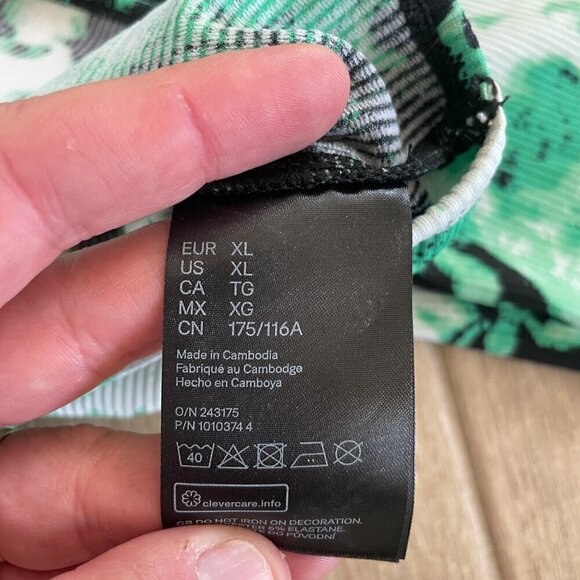 No Fear x H&M Long Ribbed Crop Top Women's XL Green Pattern Mock Neck Punk Emo - Picture 6 of 10